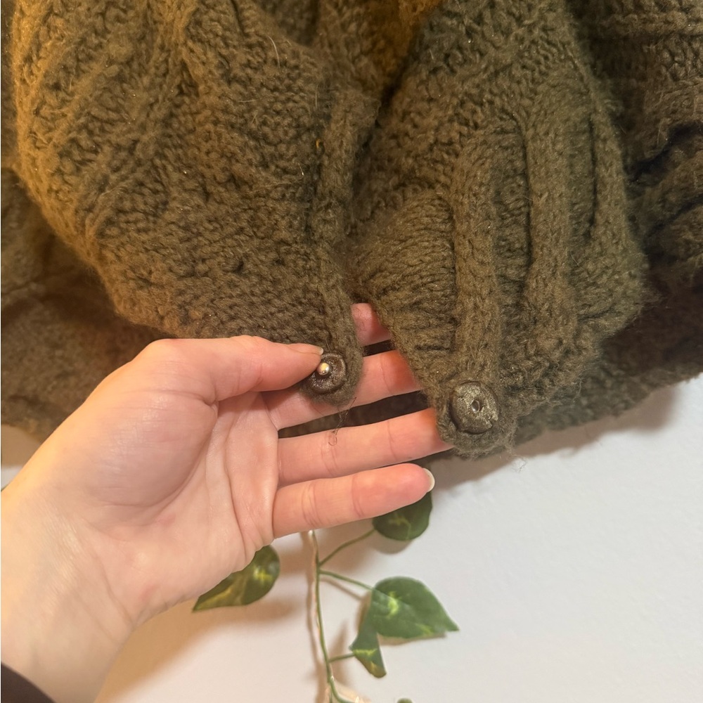 Vera Wang Olive Green Draped Knit Women's Sweater - Picture 2 of 5